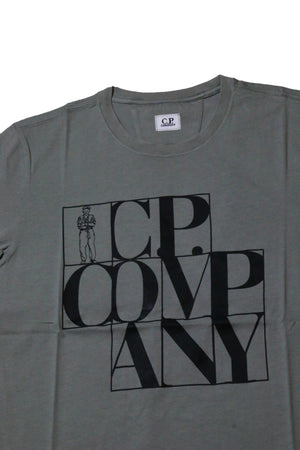 CP Company 30/1 Jersey Short Sleeve Vintage Logo T-Shirt navy blue short poss